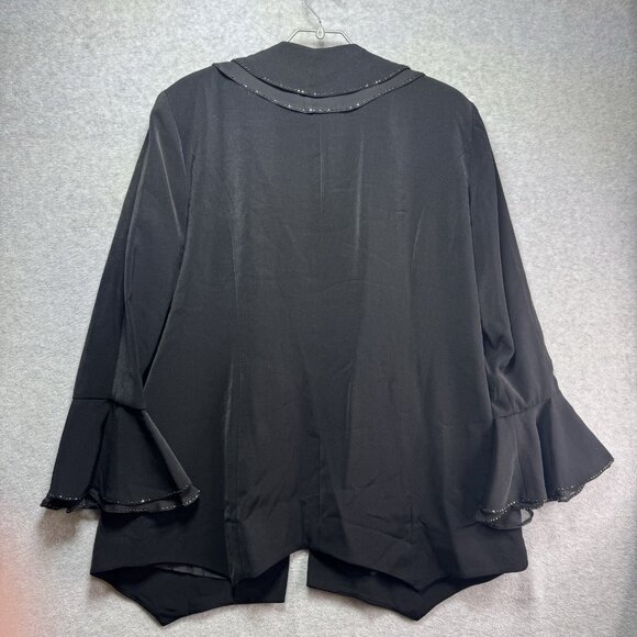 VTG St Anthony Sicari Evening Jacket Plus 22W Black Beaded Ruffles Suit Blazer - Picture 2 of 10